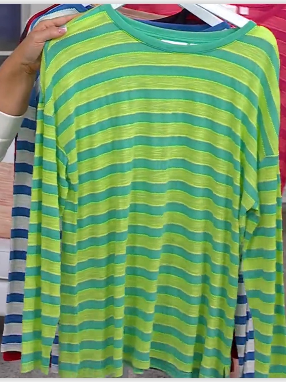 Belle by Kim Gravel Cape Cod Coastal Yachty Striped Top
Pool Blue X-Large